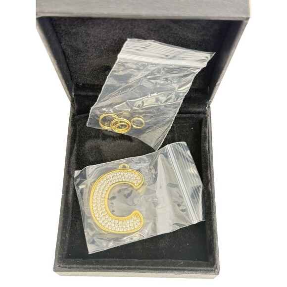 Spark Paws Dog Collar Initial Charm “C” – Gold CZ Letter Pendant Tag for Pets - Picture 5 of 8